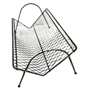 1950s Atomic Age Metal Book Stand Rack Midcentury